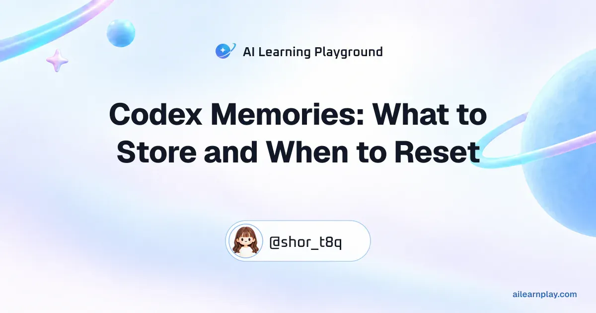 Article cover for “Codex Memories: What to Store and When to Reset” over a pastel ringed planet and orbital lines