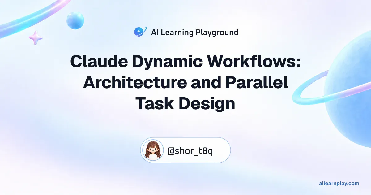 Article cover for “Claude Dynamic Workflows: Architecture and Parallel Task Design” over a pastel ringed planet and orbital lines