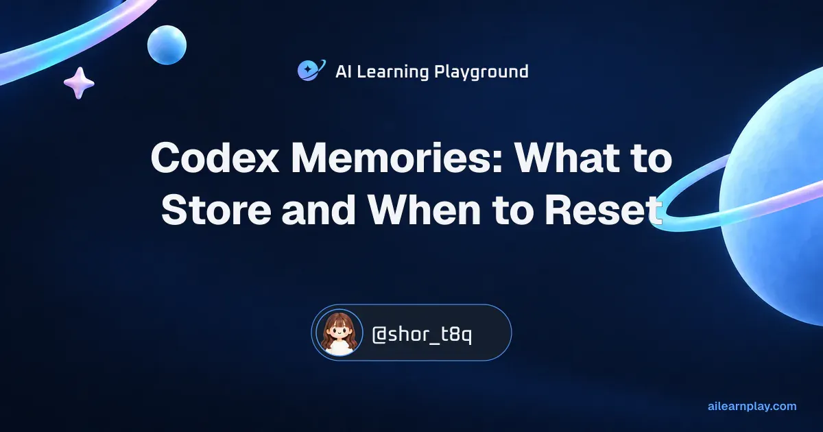 Article cover for “Codex Memories: What to Store and When to Reset” over a pastel ringed planet and orbital lines