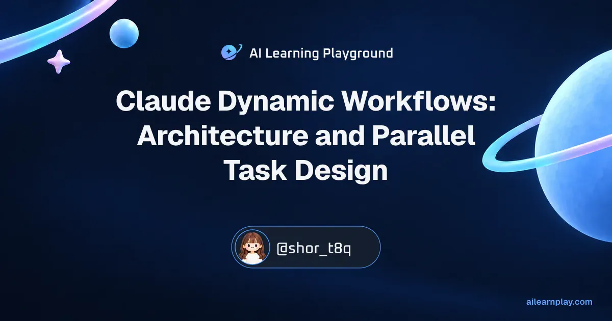 Article cover for “Claude Dynamic Workflows: Architecture and Parallel Task Design” over a pastel ringed planet and orbital lines
